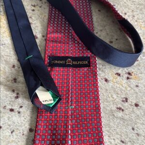 Tommy Hilfiger Red and Navy Geometric Tie